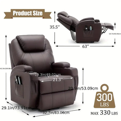 Culver Mobility Faux Leather Power Lift Recliner Chair for Elderly & Adults, Electric Recliner with Massage, Heating, Remote Control