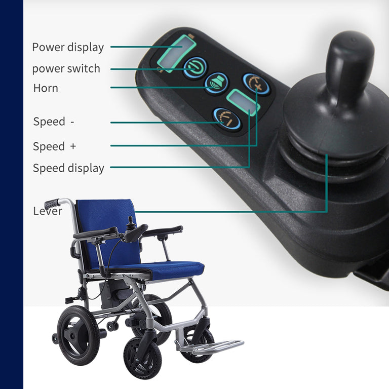 Folding Lightweight Electric Wheelchair KANO (Blue) Travel Size ...